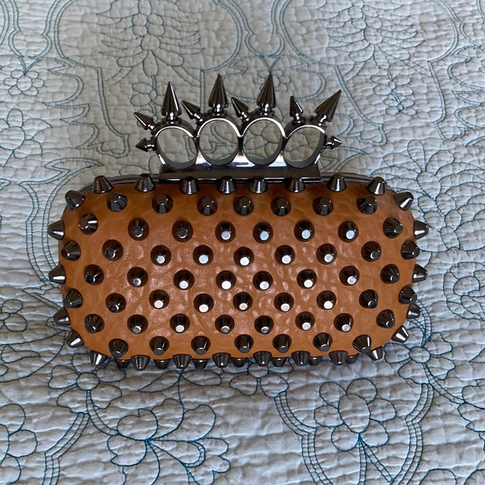 Studded Brass Knuckle Clutch